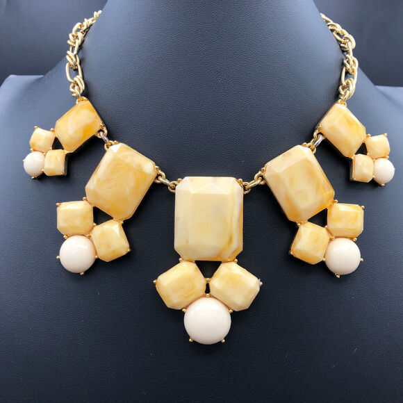 kate spade Jewelry - Kate Spade Necklace Swirl Around 16" Yellow Ivory 12K Plate Graduated Bib Choker